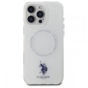 Carcasa US Polo IML Ring cu MagSafe compatibila cu iPhone 16 Pro, Alb