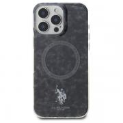 Carcasa US Polo IML Ring cu MagSafe compatibila cu iPhone 16 Pro Max, Negru