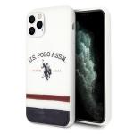 Carcasa US Polo Tricolor Pattern Collection compatibila cu iPhone 11 Pro, Alb 3 - lerato.ro