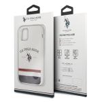 Carcasa US Polo Tricolor Pattern Collection compatibila cu iPhone 11 Pro, Alb 8 - lerato.ro