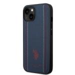 Carcasa US Polo Leather Stitch compatibila cu iPhone 14 Plus / 15 Plus, Navy Blue 3 - lerato.ro