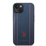 Carcasa US Polo Leather Stitch compatibila cu iPhone 14 Plus / 15 Plus, Navy Blue 2 - lerato.ro