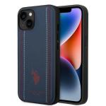 Carcasa US Polo Leather Stitch compatibila cu iPhone 14, Navy Blue 4 - lerato.ro
