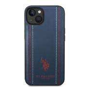 Carcasa US Polo Leather Stitch compatibila cu iPhone 14, Navy Blue