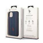 Carcasa US Polo Leather Stitch compatibila cu iPhone 14, Navy Blue 9 - lerato.ro