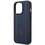 Carcasa US Polo Leather Stitch compatibila cu iPhone 14 Pro Max, Navy Blue 7 - lerato.ro