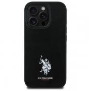 Carcasa US Polo Leather Embroidered DH Color compatibila cu iPhone 15 Pro Max, Negru