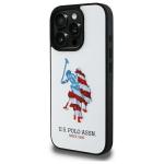Carcasa US Polo Leather Big DH American Flag compatibila cu iPhone 15 Pro Max, Alb 3 - lerato.ro