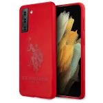 Carcasa US Polo Silicone On Tone compatibila cu Samsung Galaxy S21, Rosu 4 - lerato.ro