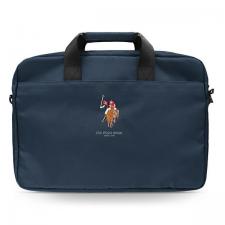 Geanta din nylon US Polo Assn compatibila cu laptop 16 inch, 3 compartimente, Navy Blue