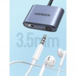 Adaptor audio UGREEN CM231, tata USB-C la mama USB-C si mama jack 3.5 mm, 30W, Gri 15 - lerato.ro