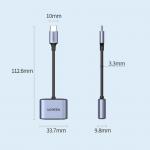 Adaptor audio UGREEN CM231, tata USB-C la mama USB-C si mama jack 3.5 mm, 30W, Gri 13 - lerato.ro
