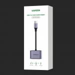Adaptor audio UGREEN CM231, tata USB-C la mama USB-C si mama jack 3.5 mm, 30W, Gri 6 - lerato.ro