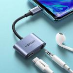 Adaptor audio UGREEN CM231, tata USB-C la mama USB-C si mama jack 3.5 mm, 30W, Gri 4 - lerato.ro