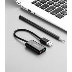 Adaptor audio tip placa de sunet externa UGREEN 30724, USB 2.0 tata la 2x Jack 3.5 mama, 18cm, Negru 10 - lerato.ro