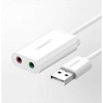 Adaptor audio tip placa de sunet externa UGREEN 30724, USB 2.0 tata la 2x Jack 3.5 mama, 18cm, Negru 3 - lerato.ro