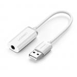 Adaptor audio tip placa de sunet externa UGREEN US206, USB tata la Jack 3.5 mama, 15cm, Alb 2 - lerato.ro