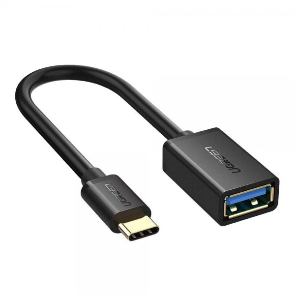 Adaptor UGREEN OTG US154 USB mama - USB-C tata, Quick Charge 3.0, 5V, 2A, 15cm, Negru