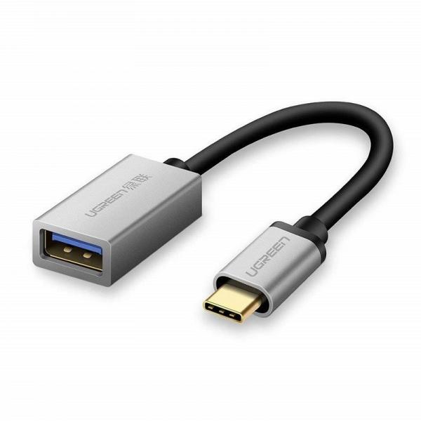 Adaptor UGREEN OTG US203 USB mama - USB-C tata, Quick Charge 3.0, 5V, 2A, 10cm, Negru/Argintiu 1 - lerato.ro