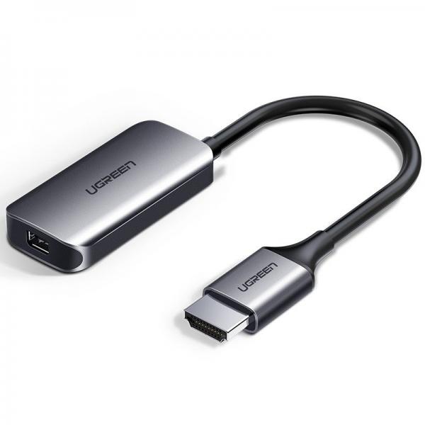 Adaptor video UGREEN CM239 HDMI tata - DisplayPort mama, 4K, 30Hz, 5V, 10cm, Silver