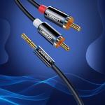 Cablu audio UGREEN AV116 10590, tata jack 3.5 mm la 2x tata RCA, 3m, Negru 11 - lerato.ro