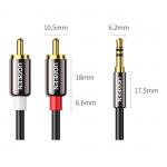 Cablu audio UGREEN AV116 10591, tata jack 3.5 mm la 2x tata RCA, 5m, Negru 10 - lerato.ro