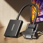 Cablu video UGREEN CM513, VGA tata - HDMI mama, 1080p, 60Hz, 15cm, Negru 11 - lerato.ro