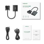 Cablu video UGREEN CM513, VGA tata - HDMI mama, 1080p, 60Hz, 15cm, Negru 6 - lerato.ro