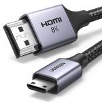 Cablu video UGREEN HD163, Mini HDMI tata - HDMI tata, 8K, 60Hz, 1m, Gri 2 - lerato.ro