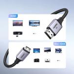 Cablu video UGREEN HD163, Mini HDMI tata - HDMI tata, 8K, 60Hz, 2m, Gri 3 - lerato.ro