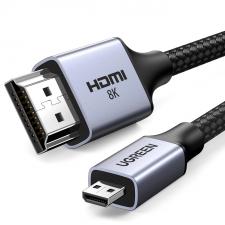 Cabluri de date si incarcare, Cablu video UGREEN HD164, Micro HDMI tata - HDMI tata, 8K, 60Hz, 2m, Gri, lerato.ro
