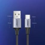Cablu pentru incarcare si transfer de date UGREEN US288, USB/USB-C, 3A, 2m, Gri 13 - lerato.ro