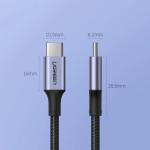 Cablu pentru incarcare si transfer de date UGREEN US316, 2x USB-C, 100W, 5A, 1m, Gri 12 - lerato.ro