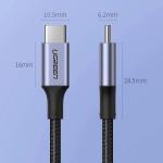 Cablu pentru incarcare si transfer de date UGREEN US316, 2x USB-C, 100W, 5A, 1.5m, Gri 11 - lerato.ro