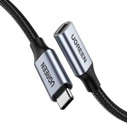 Cablu extender pentru incarcare si transfer de date UGREEN US372, USB-C tata la USB-C mama, 100W, 5A, 10Gbps, 1m, Gri