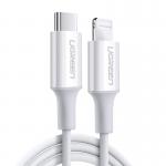 Cablu pentru incarcare si transfer de date UGREEN US171, USB-C/Lightning, 20W, 3A, 25cm, Alb 2 - lerato.ro