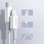 Cablu pentru incarcare si transfer de date UGREEN US171, USB-C/Lightning, 20W, 3A, 25cm, Alb 11 - lerato.ro