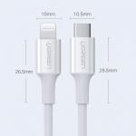 Cablu pentru incarcare si transfer de date UGREEN US171, USB-C/Lightning, 20W, 3A, 25cm, Alb 12 - lerato.ro