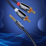 Cablu audio UGREEN, 1x tata jack 3.5 mm la 2x tata RCA, 3m, Negru 16 - lerato.ro