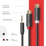 Cablu audio UGREEN AV109, tata mini jack 3.5 mm la 2x mama RCA, 1m, Negru 9 - lerato.ro