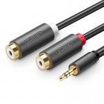 Cablu audio UGREEN AV109, tata mini jack 3.5 mm la 2x mama RCA, 1m, Negru 7 - lerato.ro