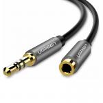 Cablu audio pentru extindere UGREEN, tata mini jack 3.5 mm la mama mini jack 3.5 mm, 2m, Negru/Gri 4 - lerato.ro