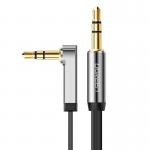 Cablu audio UGREEN AV119, 1x tata jack 3.5 mm la 1x tata jack 3.5 mm, unghi 90 grade, 0.5m, Negru/Argintiu 2 - lerato.ro
