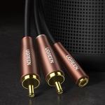 Cablu audio UGREEN AV198, 1x mama jack 3.5 mm la 2x tata RCA, 3m, Negru/Maro 5 - lerato.ro