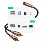 Cablu audio UGREEN AV198, 1x mama jack 3.5 mm la 2x tata RCA, 3m, Negru/Maro 4 - lerato.ro