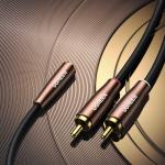 Cablu audio UGREEN AV198, 1x mama jack 3.5 mm la 2x tata RCA, 3m, Negru/Maro 3 - lerato.ro