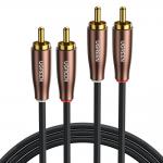 Cablu audio UGREEN AV199, 2 x tata RCA la 2 x tata RCA, Conector placat cu aur 24K, 3 m, Negru/Bronz 2 - lerato.ro