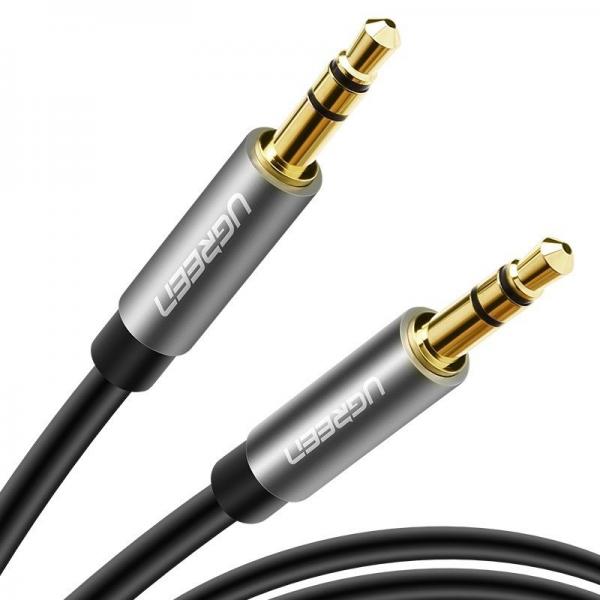 Cablu audio UGREEN, mini jack 3.5 mm AUX, 1m, Negru/Argintiu