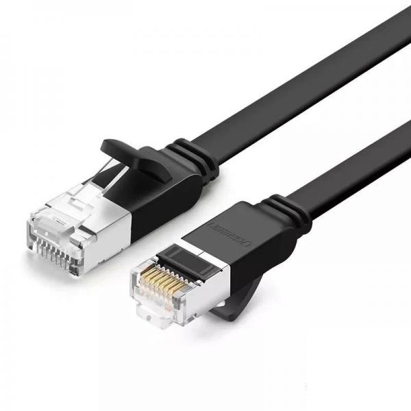 Cablu retea UGREEN NW101 Ethernet Cat. 6, mufat 2xRJ45, UTP, Flat, Pure Copper, lungime 10m, Negru 1 - lerato.ro