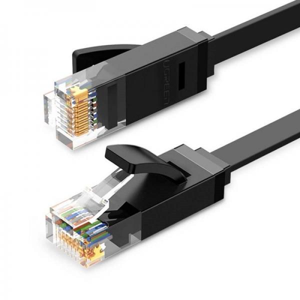 Cablu retea UGREEN NW102 Ethernet Cat. 6, mufat 2xRJ45, UTP, Flat, lungime 10m, Negru 1 - lerato.ro